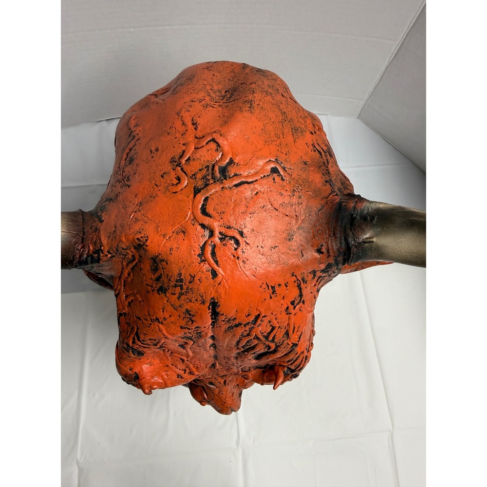 VTG 90s Devil Demon Mask Horror Halloween Orange One Size Horns - Picture 4 of 5